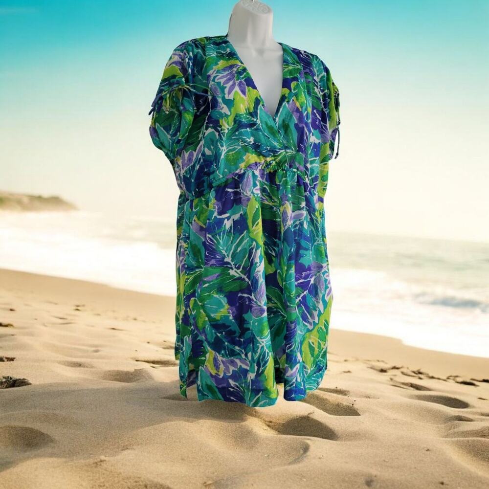 Ralph Lauren Beach Cover up Dress tropical print farrah XL Halftan